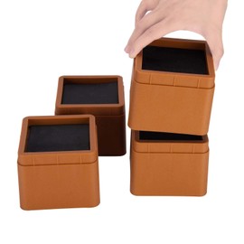 BTSD-home Adjustable Heavy Duty Bed Risers 3 Inch Stackable Bed Frame Riser Lifter 4 Pack Dark Brown