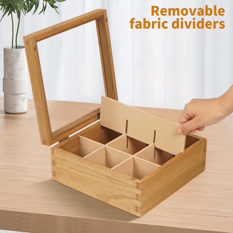 Ll.TOPWP Wood Tea Bag Organizer, 9 Compartment Multi-Functional Tea Box