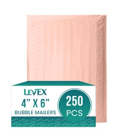 Levex - #0000 4" x 6" [250 Pack] Light Pink Poly Bubble Mailers, Padded Envelope Mailers, Packing Envelope & Mailing Bags for Shipping