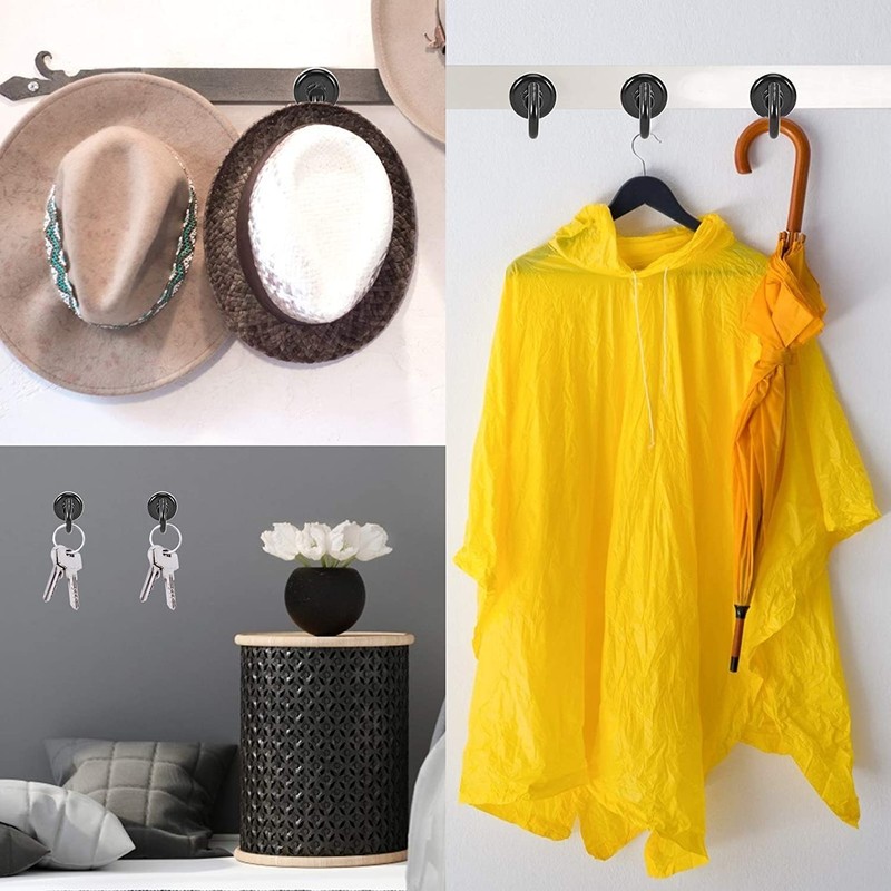 Anksixx 10 Stck Magnethaken Extra Stark, Schwarz Neodym, Super Starke