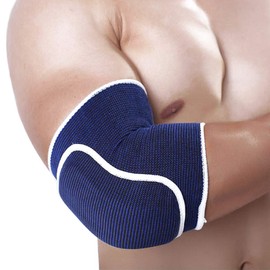 YCYU Pair of Compression Elbow Pads Arm Brace Support Fitness Arm Knee Protector Volleyball Basketball Breathable Elbow Wraps (Blue)