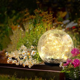OBOVO Solar Floor Light for Garden, Solar Lantern for Outdoor Use, 40 LEDs, Warm White Garden Light, Waterproof Solar Lamp for Lawn, Walkway, Patio Decoration, Warm White
