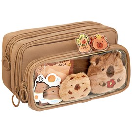 AYNKH 10-Layer Detachable Pencil Case Set, Cute Capybara-Themed with Multiple Compartments for Students Organize Stationery, Functional Stylish Portable Durable Versatile Storage with Capybara Decor