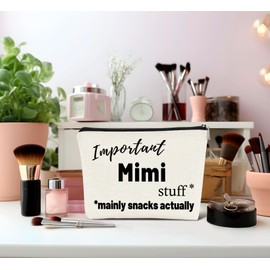 Dejfel Mimi Gifts Makeup Bag, Gifts for Mimi, Important Mimi Stuff Cosmetic Bags for Women, Best Mimi Gifts, Mimi Gifts for Grandma, Mimi Gifts from Grandkids, Mimi Makeup Pouch Zipper Pouch