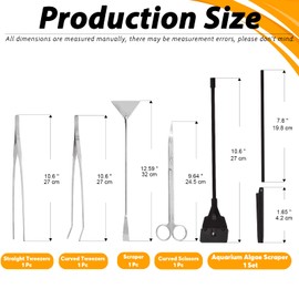 Rustark 13Pcs Aquascape Tools Kit - Stainless Steel Aquarium Plant Tools - Tweezers, Scissors, Scraper, Sand Spatula for Fish Tank