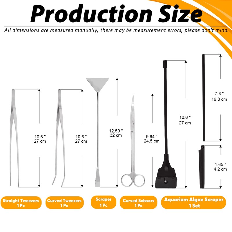 Rustark 13Pcs Aquascape Tools Kit - Stainless Steel Aquarium Plant