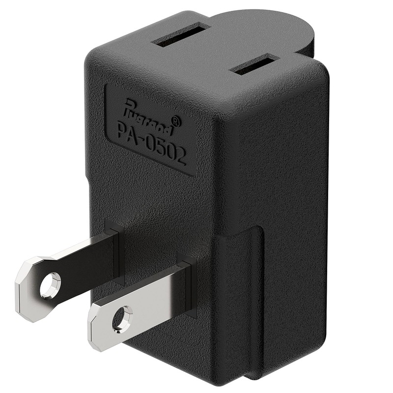 Right Angle Adapter, Plugrand 2-Prong 90 Degree Downward Angled AC
