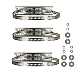 Rhinenet Sign Mounting Bracket, Pole Mounting Kits, 304 Stainless Steel Brackets with Adjustable 30-300mm Clamp Hardware Outdoor Waterproof for Junction Box and Electrical Boxes, 3 Set