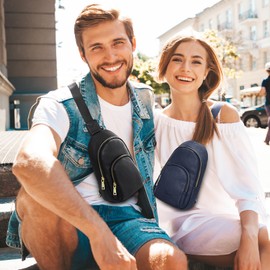 S-ZONE - Bolso bandolera de piel para mujer, con bloqueo RFID, mochila cruzada en el pecho