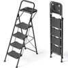 KINGRACK 4 Step Ladder with Tool Platform, Sturdy Step Stool,