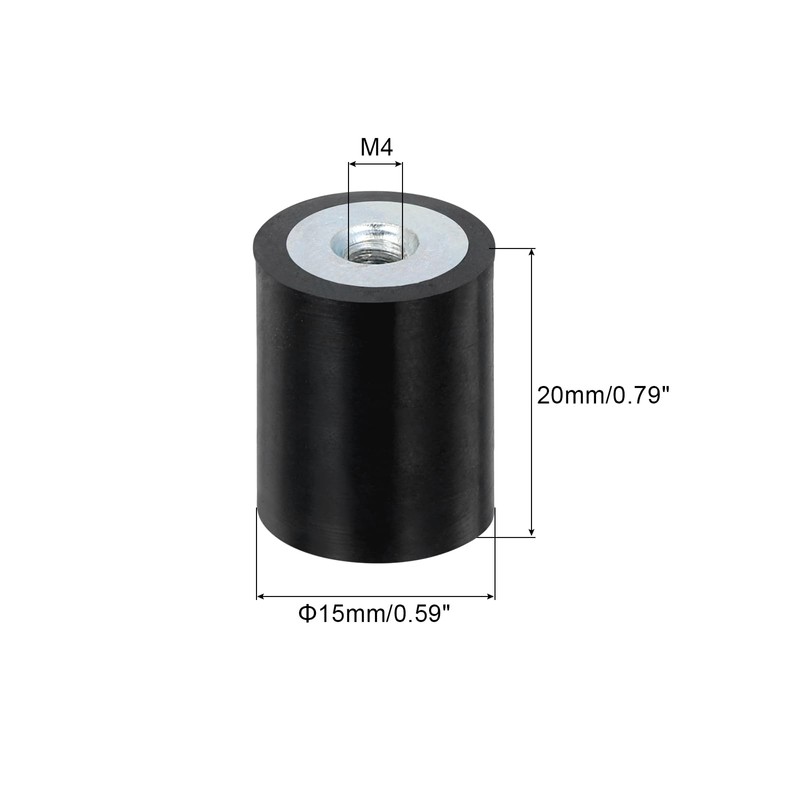 sourcing map 8Pcs 15 x 20mm M4 Thread Female Rubber