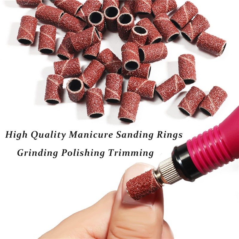 300Pcs Sanding Bands for Nail Drill, Brown Sanding Bands for