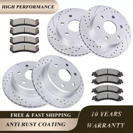 DAMAIAUTOMALL Front Rear Rotors Brake Pads Fit Chevy Silverado Tahoe GMC Sierra 1500 Yukon XL
