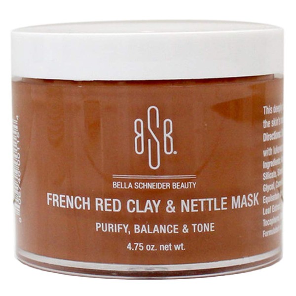 Bella Schneider Beauty Culminé French Red Clay & Nettle Mask - Enriched with Aloe Vera and Mediterranean Herbs - Cleansing Face Mask - Minimizes Skin Impurities and Rough Skin - 4.75 oz, MSRP $48.00
