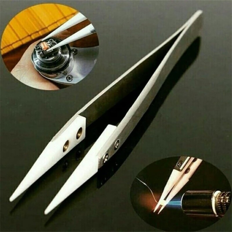 FEITA Precision Ceramic Tweezers with Heat-Resistant and Magnetic-Resistant White Pointed