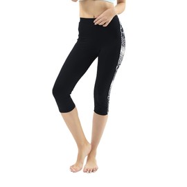 Private Island Women UPF 50+ Capri Leggings Swimsuit Pants Beach Bathing Swim Rash Guard Bottom (2XL, BWA-RLCP)