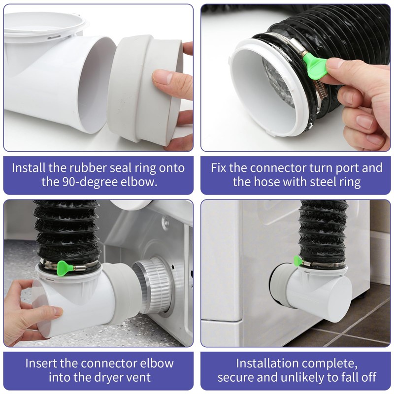 4inch 10FT Dryer Vent Hose for Tight Space, 90 Degree