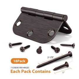 AmzGod Door Hinges Oil Rubbed Bronze - 18 Pack Bronze Door Hinges 3.5 Inch Rounded Interior Door Hinges with 5/8" Radius - 3 1/2 Inch Door Hinges for Residential Standard Indoor Exterior Doors