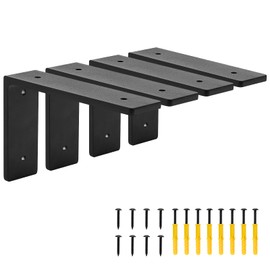 PICESA 6"x 4"Shelf Brackets,L Shelf Brackets, die-cast Formation, Vertical Angle, Premium Alloy Metal Heavy Duty Shelf Bracket, high Strength Mounting Hardware Included, Corner Brace Joint,Pack of 4