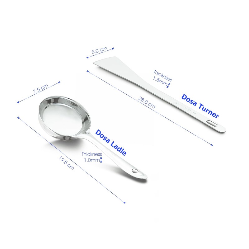 Yuktha Eternals Stainless Steel Dosa Making Spoon/Ladle Set, 2 Pcs
