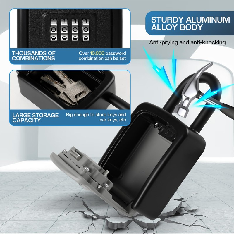 NBYT Portable Combination Lock Key Box House Key Hide Key