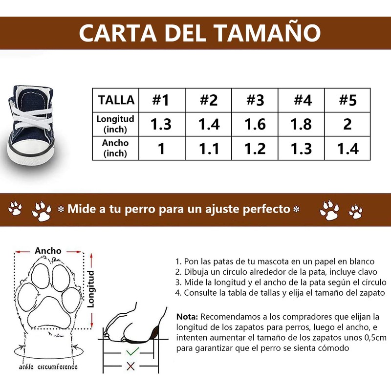 OUPEI 4 Piezas de Zapatos Deportivos de Lona para Perros