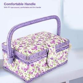 Fabric Craft Sewing Basket Double Layer Storage Organizer Sewing Box for Home Use
