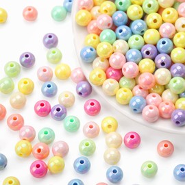 BONNY BOXX 500PCs 8MM Smooth Mix AB Color Acrylic Round Beads, Round Acrylic Balls Gumball Beads, Bubblegum Beads Chunky Beads, Plastic Resin Beads for Necklace and Bracelet Making, Crafting Supplies