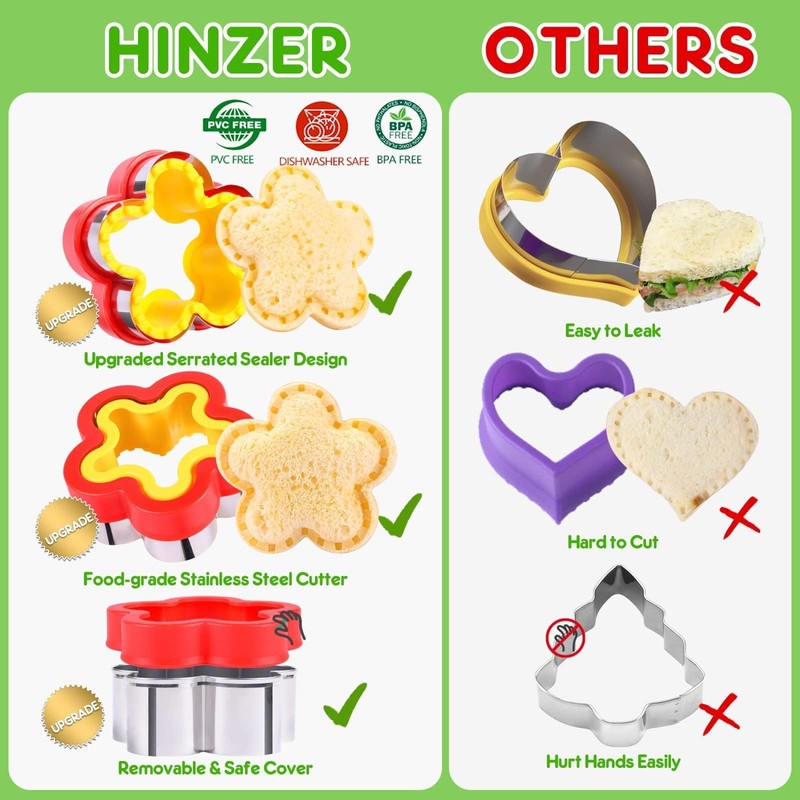 12 Pack Sandwich Cutter and Sealer Set Crustable Bread Decruster