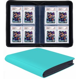 40 Pockets Graded Card Binder, Toploading PSA Slab Holder Album, PU Leather Graded Card Storage Binder, Premium 4 Pocket PSA Card Binder Album with Sleeves (Teal)