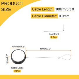 sourcing map 3.3ft Retractable Cable Lock with Latch Remote Control Security Lock with Adjustable Cord Tether Anti Theft for Laptop, TV, 150 G, Black, 2 Pack