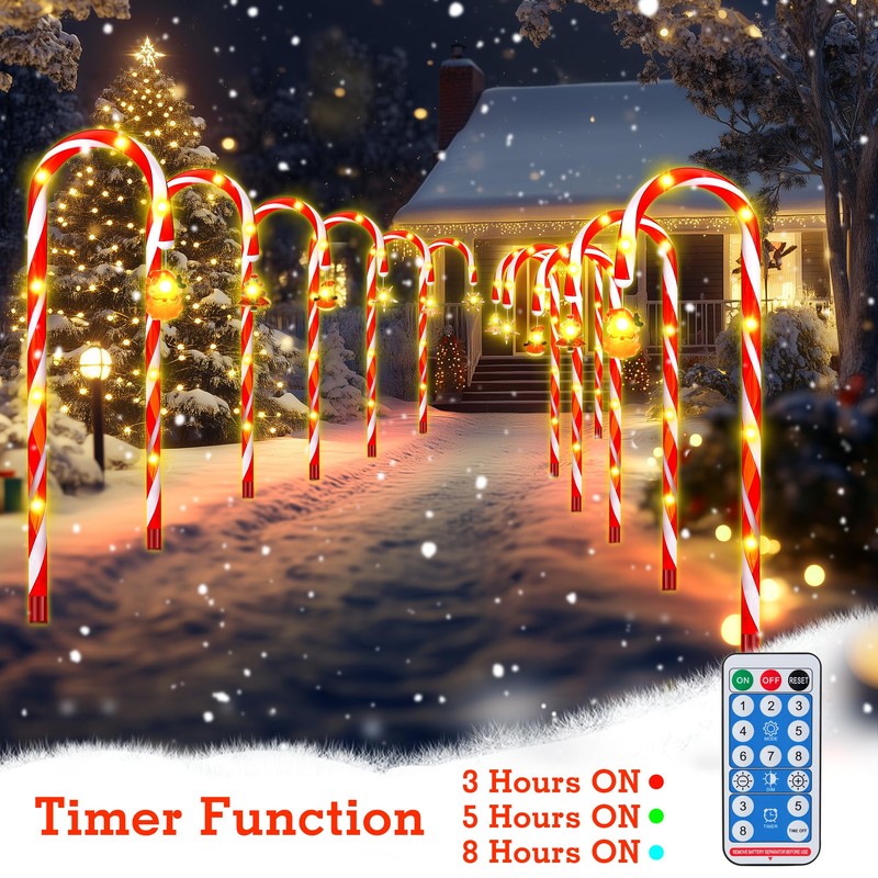 Solar Candy Cane Lights – 12-Piece Set, 22 Inch Outdoor