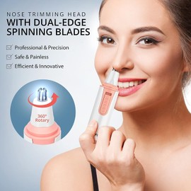 Nose Hair Trimmer for Women: Portable Facial Hair Removal Clipper for Eyebrow, Ear, Peach Fuzz, Lips, Chin - Battery-Powered, Easy Cleansing, Painless