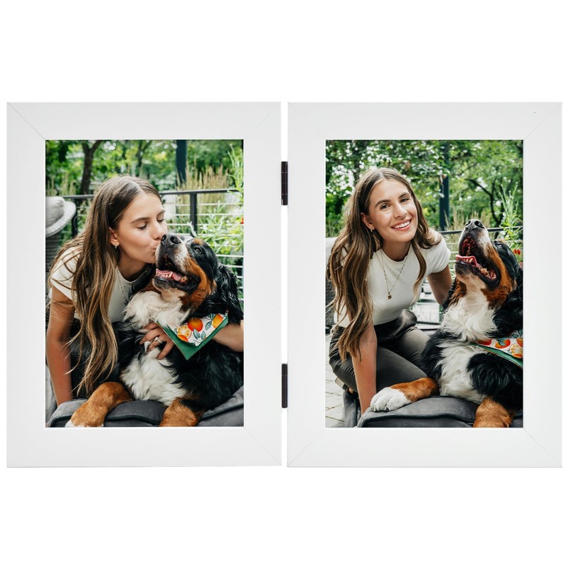Frametory, 5x7 Double Picture Frame Hinged 2 Photos Frame Collage,