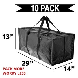 BAG-THAT! 10 Moving Bags Heavy Duty Extra Large Stronger Handles Wrap Storage Totes Zippered Reusable Packing Bags Moving Supplies Storage Boxes Storage totes Moving Boxes Packing Supplies Packing Box
