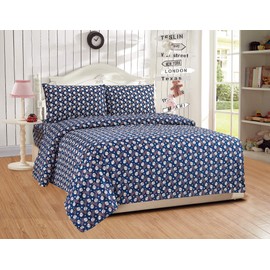 Fancy Collection Sheet Set Vintage Baseball Dark Blue White Red New (Full)