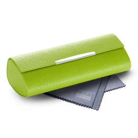 FEFI - Elegant hard case glasses case in snakeskin design with chrome trim, Green