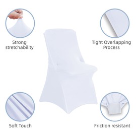 AZON White 10PCS Stretch Folding Spandex Chair Covers for Banquets, Weddings, Party and Celebration