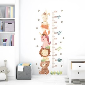 HIMKI Height Chart for Children - Wall Sticker Children's Room - Children's Height Chart Wall Sticker Forest Animals Wall Sticker for Child Growth - Gifts for Boys & Girls - Scale Measures 50-150 cm