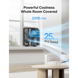 PELONIS 20 Inch Box Fan – 3 Speeds, Window Fans, Floor or Tabletop, 25ft/s, 2025 Upgraded, Superior Air Throw (2295 CFM), Lightweight, 5 Blades, Fans for Bedroom, Office, Living Room, Garage