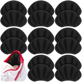 Shoe Heel Inserts, 16 Pcs Mesh Self-Adhesive Heel Cushion Pads for Back of Heel, Heel Cushion Inserts Prevent Shoes Too Big for Women Men, Black