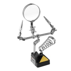 Noah 3-in-1 Helping Hands Magnifier with Dual Adjustable Alligator Clips in 2.5X Magnifying Glass with Soldering Iron Holder and Cleaning Sponge, for Welding, Jewelry ,Clamping in Electronics