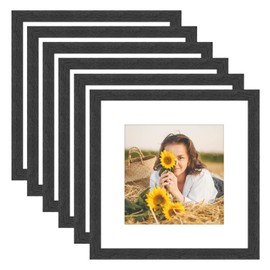 VMUZEDER 12x12 Picture Frame Rustic Black Wood Set of 6,Display Square Pictures 8x8 with Mat or 12x12 Without Mat,Multi Photo Frames Collage for Wall - Gallery Wall Frame Set