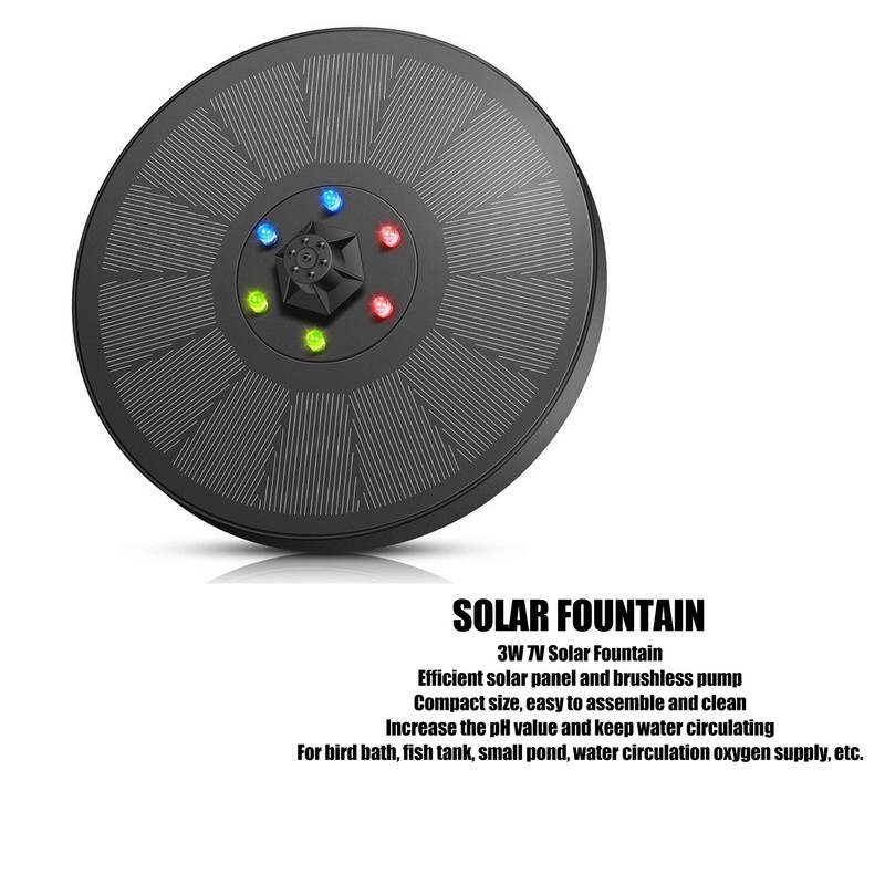 3W 7V Solar Lighted Fountain with Nozzle Floating Fountain Pump