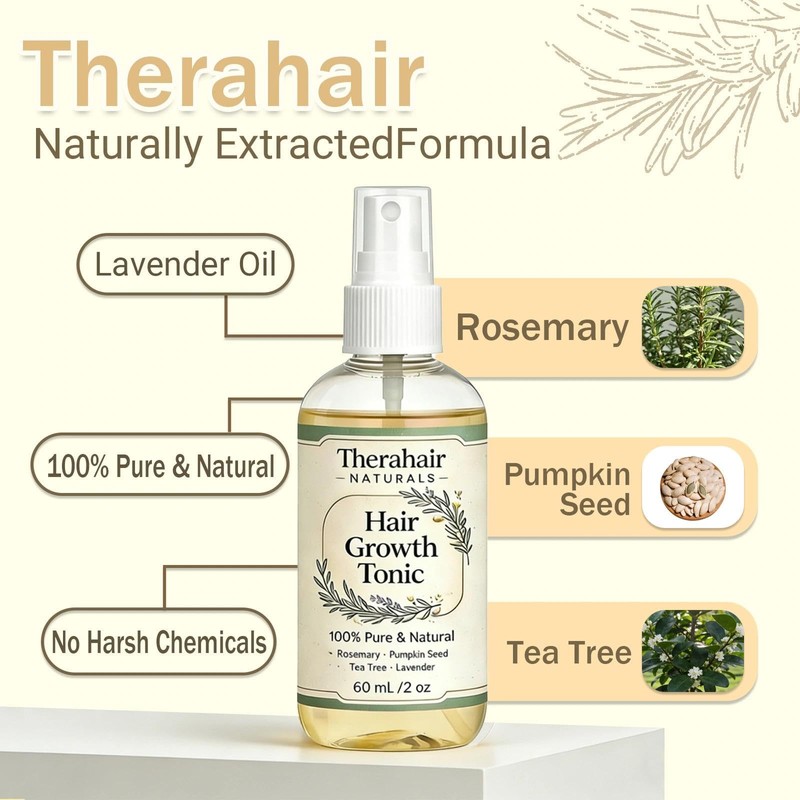 Therahair Naturals Hair Growth Serum，Thicker, Fuller Hair - 60 Ml