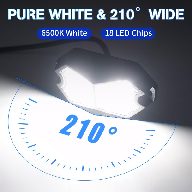 GZ5CG Led Rock Lights White 6 Pods 18LEDs 210 Degree