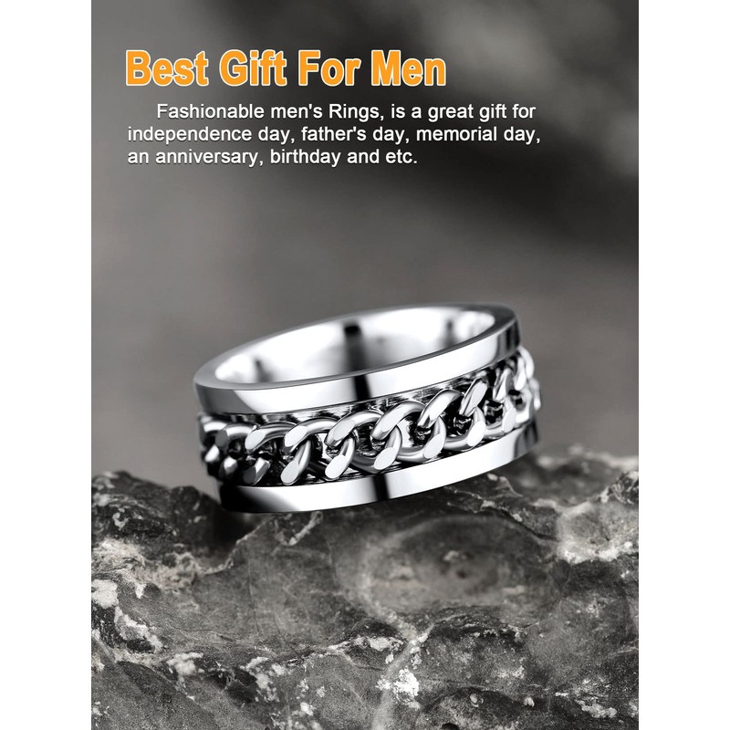 Spinner Fidget Rings For Anxiety Stainless Steel Hippie Band Ring