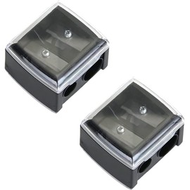 2Pcs Black Eyeliner Sharpener,Makeup Pencil Sharpener,Pencil Sharpeners for Eyebrow Eyeliner Pencils Tool,Dual Holes Eye Pencils Sharpener with Cover Portable Cosmetic Sharpener,Makeup Tools