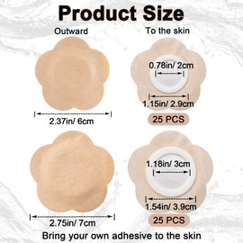 Joez Wonderful 50 Pcs Disposable Castor Oil Pack Wrap, Belly Button Patches, Self-Adhesive Castor Oil Patches, Organic Cotton Wraps Pack Covers - Floral (Beige, 6x6cm, 7×7cm)