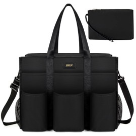 IBFUN Utility Tote Bag with 24 Exterior Interior Pockets Zip Top for Teacher/Student/Work Women(Large)